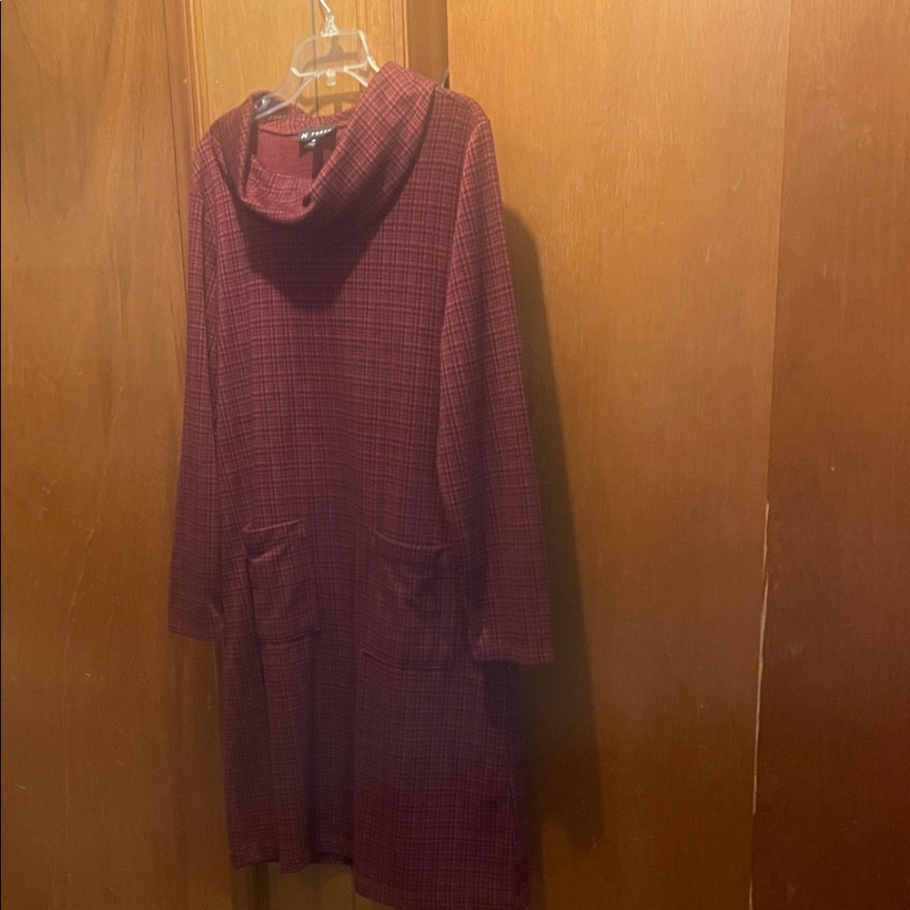 Women's Burgundy Plaid Dress